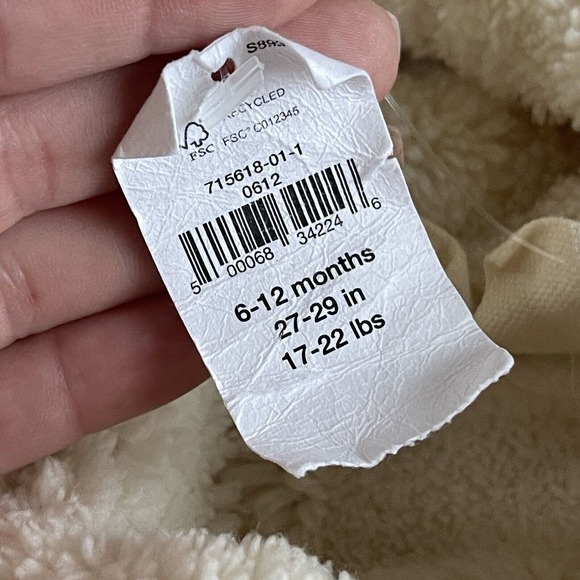 Baby Gap Girl's Size 6-12 mos Bear Sherpa Lined Hoodie Pink Cameo NWT - Picture 7 of 7